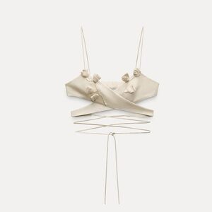Zara Cream Strappy Bow Bralette